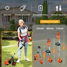 Cortacésped inalámbrico con ruedas, batería recargable de 21V, cortacésped de 4 cuchillas, recortador de césped, recortador de arbustos, recortador de jardín - Amarillo - Ver 8