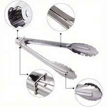 Mini Stainless Steel Food Tongs With Silding Rings 7 Inch Set Of 6 Small Clam Shell Service Tongs For Serving Appetizers Desserts Salads Barbecue And Cooking - 6 Silver - View 3