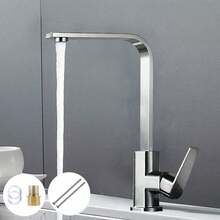 Kitchen Sink Mixer Taps Swivel Spout Single Lever Tap Mono Modern Faucet Black - White - View 9