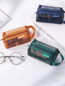 1 小手提包、化妆包、数码包、迷你方形小包、立体网格零钱包、钥匙包、驾驶证、学生证收纳袋 - 彩色 - 查看 3