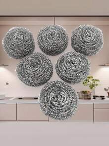 6 件/12 件不锈钢厨房清洁球、厨房用钢刷、非电动洗碗刷、适用于碗、锅、炉灶不锈钢刷钢丝绒、清洁用品、用于洗碗、锅、炉灶的清洁刷、不锈钢丝刷钢用于擦洗锅、炖锅、炉灶和浴室、厨房用洗涤器 - 彩色 - 查看 2