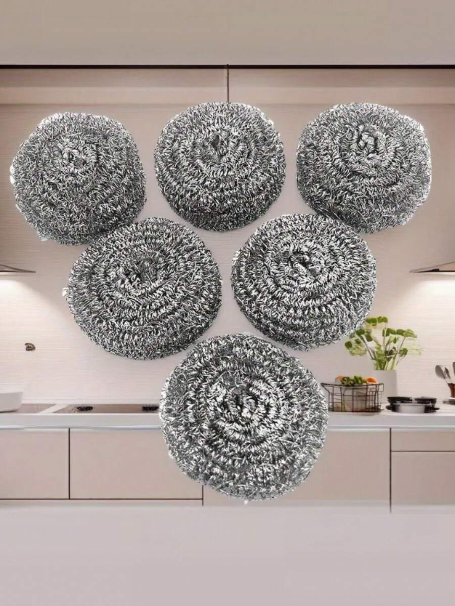 6 件/12 件不锈钢厨房清洁球、厨房用钢刷、非电动洗碗刷、适用于碗、锅、炉灶不锈钢刷钢丝绒、清洁用品、用于洗碗、锅、炉灶的清洁刷、不锈钢丝刷钢用于擦洗锅、炖锅、炉灶和浴室、厨房用洗涤器