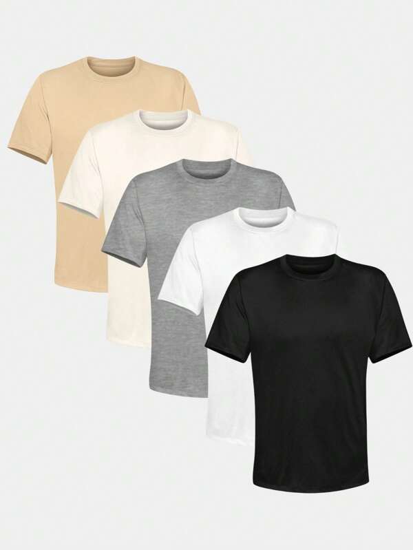 Kit 5 Camisetas Manga Curta Lisa Algodão Qualidade