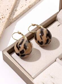 1 Par de Brincos Argola Redonda de Resina com Estampa de Leopardo para Mulheres, Disponíveis em 7 Cores, Adequados para Uso Diário, Festas ou Estilo de Rua