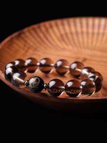 Natural Ice Type Jade, Black Agate, 12 Zodiac Animals, Guanyin Bodhisattva Crystal Beaded Bracelet, Adjustable Feng Shui Lucky Charm Bracelet, Suitable For Men And Women Daily Wear