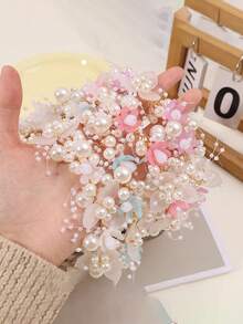 1pc Girls Elegant Pearl Flower Headband, Forest Sweet Headband, Alloy Material, Suitable For Girl, Daily Use, Ideal Choice For Gifts - Multicolor - View 6