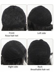 1pc Synthetic Short Straight ' Bob Wig - Costume Wig For Girls - 黑色 - 查看 5