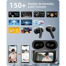 Wireless Bluetooth Noise Cancelling Headphones With Smart LED Touch Screen, Compatible With IOS And Android - Black - View 2