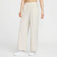 Nike سروال رياضي مرن للنساء بخصر مرن واسع وساق مستقيمة، بطبعات رسمية للشعار والأرقام ذو لون أحادي