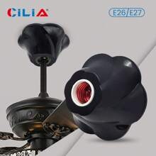 CILIA E26/E27 Lamp Socket Adapter Whit Cover ,Round White & Black Bulb Base Converter For LED/CFL/Incandescent Bulbs