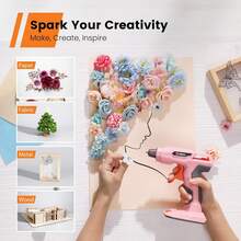 Gogonova 20s Fast-Heating Hot Glue Gun ,With 25 Glue Sticks For Halloween And Christmas Decorations, For DIY, Wedding Decor - 粉色 - 查看 2