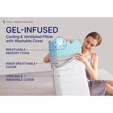 Gel Memory Foam Pillow Standard Size 1 Pack Firm Pillow For Neck And Shoulder Support Orthopedic Firm Cooling Contoured Memory Foam Pillows For Back Side Stomach Sleepers - 原味白 - 查看 7