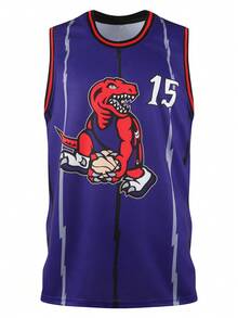 Atonmore Men's Basketball Jersey #15 Purple, Embroidered & Stitched Basketball Singlet, Sleeveless Sports Shirt Spring Fall - Purple - View 1