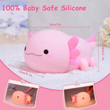 Cute Axolotl Night Light - Touch-Activated USB Rechargeable LED Lamp With Timer, Soft Silicone Pink Salamander Bedside Decor For Nursery, Birthday, Christmas Gifts, Christmas Decor