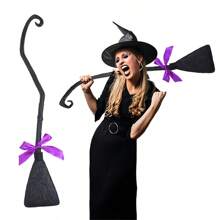 1 peça decoração de vassoura de bruxa para festa de fim de ano cosplay fantasia de plástico acessórios de vassoura mágica de bruxa halloween