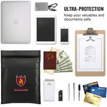 Fireproof Money & Document Bag, MoKo File Document Organizer 15 X 11 Fire & Resistant Cash & Envelope Holder, Protect Your Valuables, Documents, Money, Zipper Closure, Black - Black - View 11