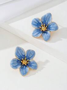 1 par de elegantes aretes de botón de mujer con diseño de tulipanes de esmalte con aspecto de goteo de oro, elegantes y versátiles para banquetes, fiestas, viajes, días festivos, uso diario y como regalo