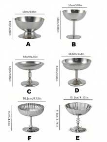 1 Pc Stainless Steel Dessert Cup, Minimalist Stainless Steel Dessert Cup With Whipped Cream – Modern Nordic Cute Mini Tabletop Decor,Ice Cream Cup,Candlestick,Goblet And Bowl, Afternoon Tea Pudding Cup Dessert Plate - Silver - View 10