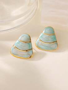 1 par de brincos triangulares esmaltados coloridos para mulheres, banhados a ouro, brincos geométricos de aço inoxidável, joias para piercing