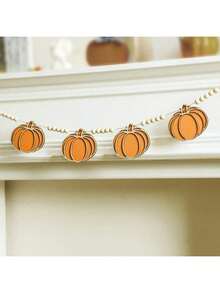 1 件万圣节南瓜花环 - 木制南瓜装饰、秋季家居装饰、万圣节派对装饰、乡村南瓜横幅、南瓜灯串、感恩节花环、秋季壁炉架装饰 - 彩色 - 查看 7