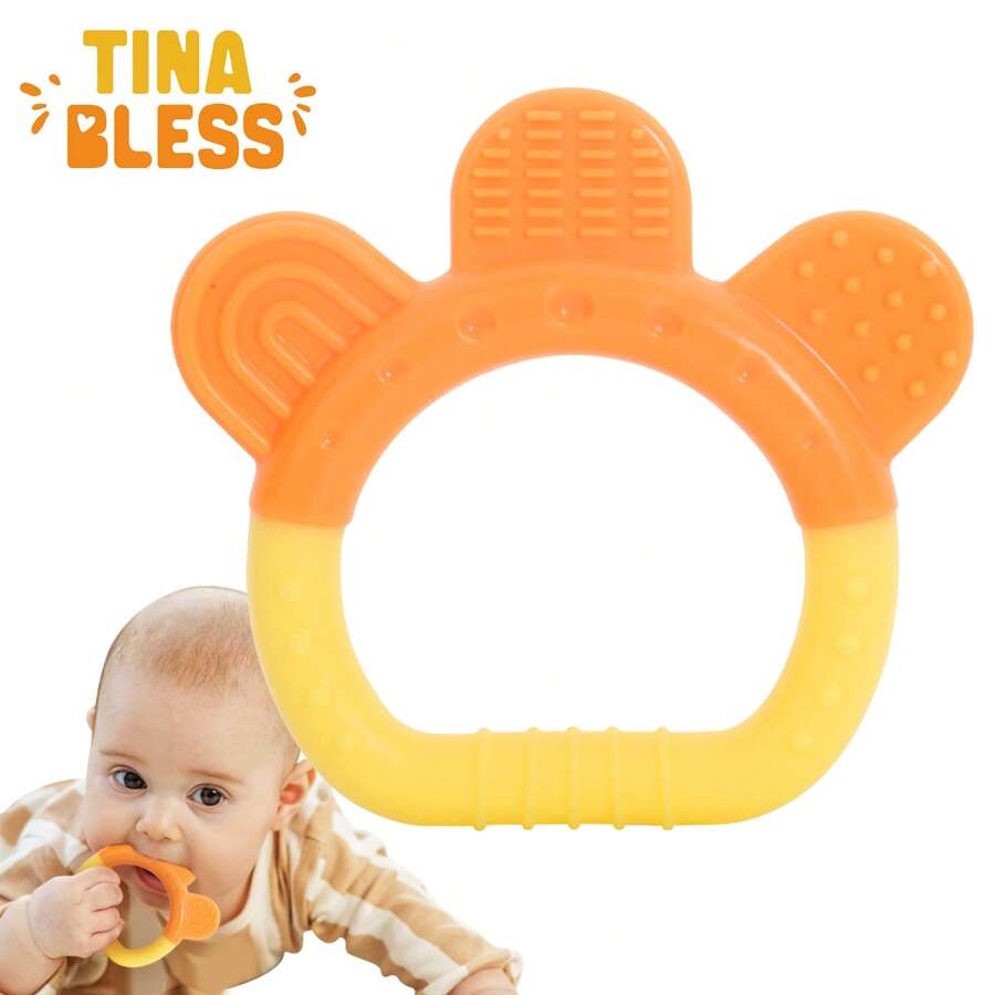 Tinabless قطعة واحدة لعبة تسنين للأطفال، للأطفال من عمر 6 إلى 12 شهرًا، مضغ سيليكوني لتهدئة اللثة وتخفيف آلام التسنين