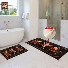 1 pieza Alfombra antideslizante para baño con diseño de calavera bailarina de Halloween, hecho de material de cachemira artificial con decoración esponjosa, apto para puertas, baños, cocinas y otras ocasiones, lavable a máquina, antideslizante, decoración diaria, puede ser un regalo - Multicolor - Ver 10