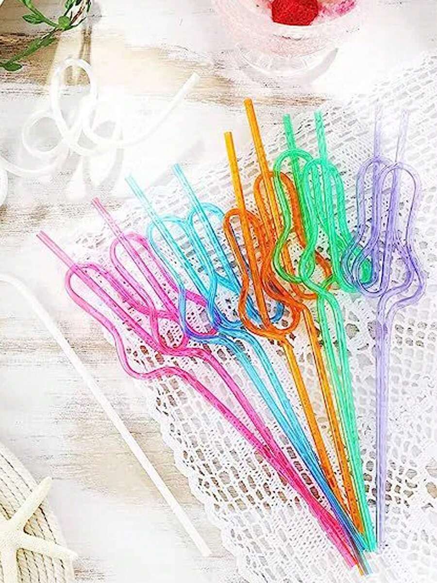 1/5/10/15 件 PET 葫芦形吸管，适用于儿童趣味派对、单人派对装饰吸管、卡通艺术形塑料吸管、可重复使用的塑料饮用吸管、甜蜜婚礼派对吸管，适合节日派对、为早餐牛奶或果汁增添乐趣、毕业派对、圣诞礼物。 - 彩色 - 查看 1