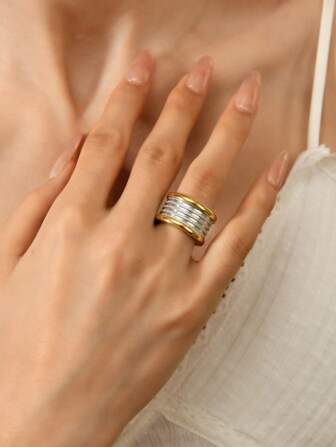 1 st. överdriven rund ring i rostfritt stål med romerska siffror, unisex dagligt/formellt/presentfingerringsmycken