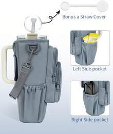 Water Bottle Carrier Bag With Phone Pocket For   Era 40oz Accessories Insulated Water Bottle Holder Pouch With Strap  Cup Sling Bag With Straw Cover For Crossbody - 藍色 - 查看 6