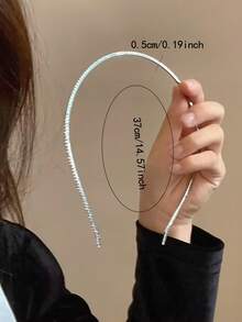 1件/5件套细金属丝发箍，简约设计风格发带，适合休闲、派对、街头时尚佩戴，女士发箍，发饰头饰 - 銀色單排 - 查看 3