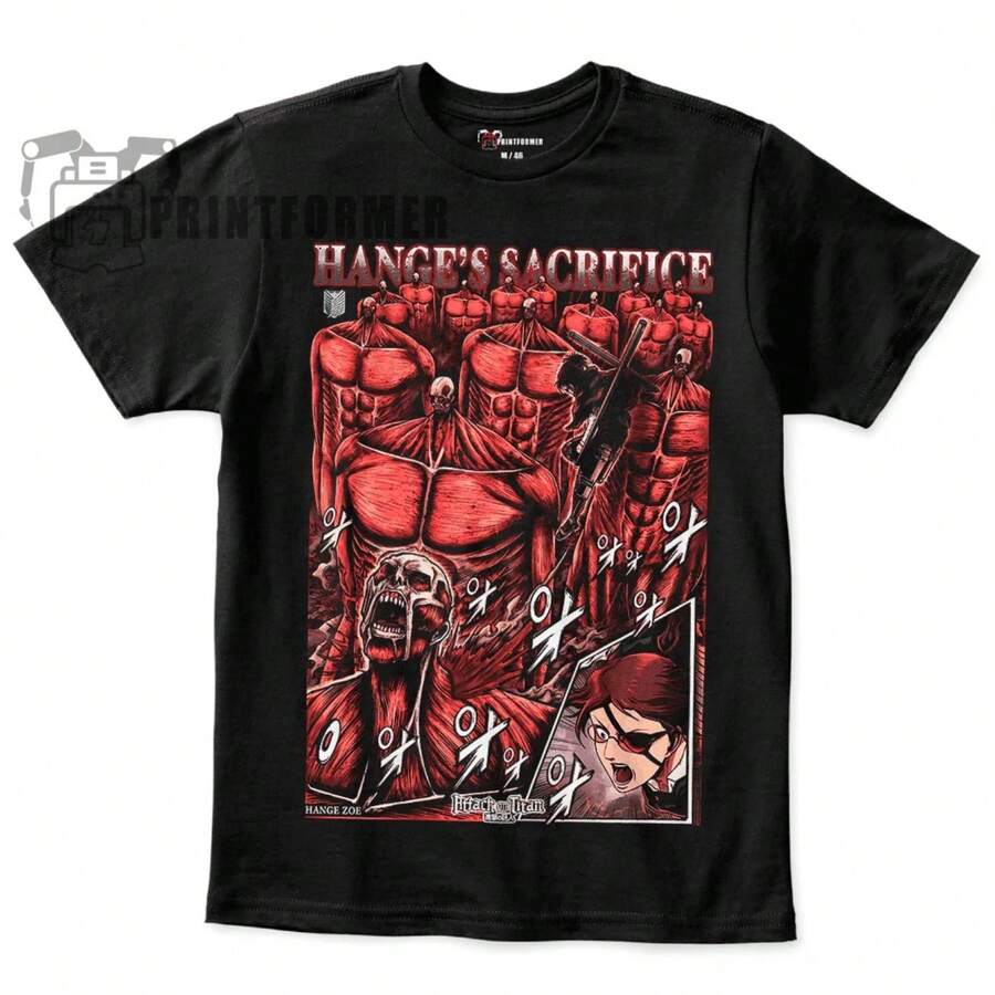 Hange Zoe T-Shirt  AOT, Anime, Manga Eren Season 4 100 Cotton - Black - View 1