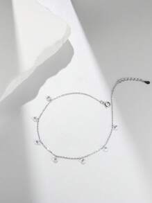 ELSEDES 1 pieza Tobillera/Cadena para el Body mínimalista y única, hecha a mano de plata de ley S925, con forma geométrica incrustada de rhinestones, destacando un encanto distintivo, joyería de alta calidad adecuada para atuendos diarios y de fiesta de mujeres