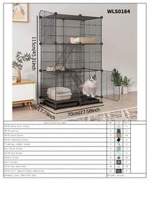 Multi-Layer Cat Cage With Litter Box, Indoor Cat Furniture, Pet Cat Home, Small Size - Multicolor - View 14