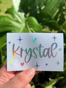 Custom Name Printed Gradient Color Stickers, Personalized Gradient Font Stickers, Paper For Windows, Glasses, Mugs, Water Bottles, Wine Glasses, Custom Text Decals For Weddings, Etc., College Daily Name Stickers, Personalized Rectangular Stickers,Art Activities For Children