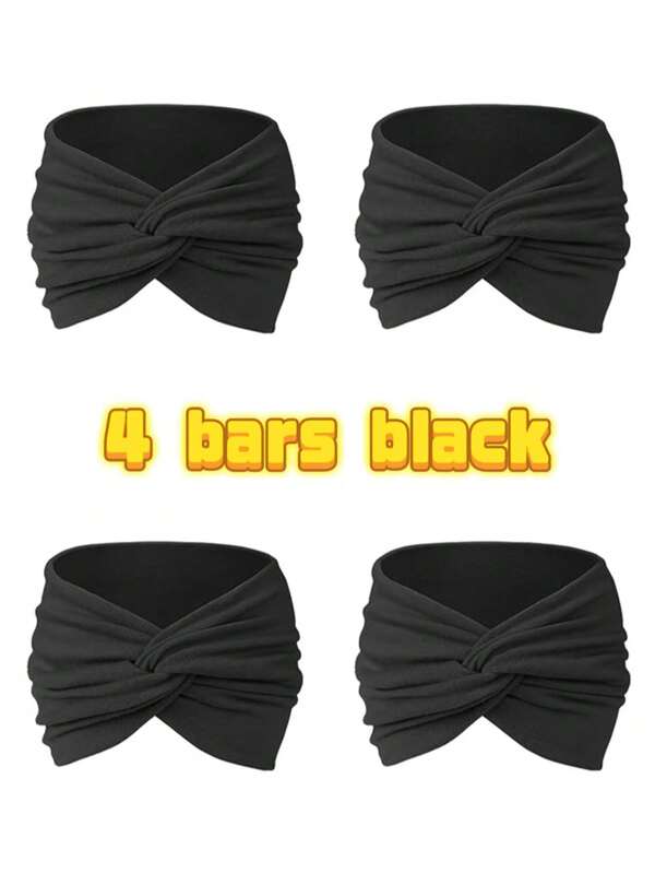 Women Bandana4pcs Bohemian Elastic Sports Headbands For Women, Crisscross Yoga/Running Hair Accessories Fashion Hair Band