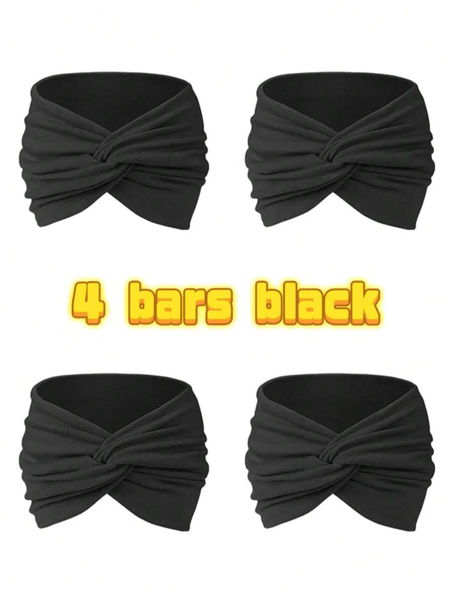Women Bandana 4pcs Bohemian Elastic Sports Headbands For Women, Crisscross Yoga/Running Hair Accessories Fashion Hair Band Fall Winter For Vacation Outfits Woman