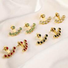 1pair European And American Stainless Steel Can Be Split Into Personalized Front And Rear Two-Wear Stud Earrings For Women's Design Sense Of Advanced Light Luxury Earrings