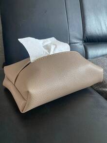 1 PC PU Leather Tissue Box (Beige/Gray/Brown/Khaki) – Nordic-Style Soft Leather Desktop Tissue Holder For Living Room, Bedroom, Study, And Home Use - Multicolor - View 4