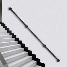 SENDERPICK Wall-Mount Staircase Grab Galvanized Iron Stair Handrail Hand Rail 12FT Banister - Black - View 1