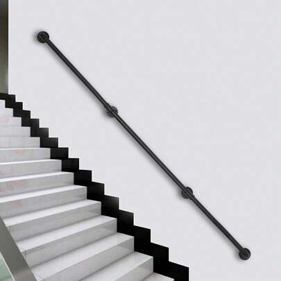 SENDERPICK Wall-Mount Staircase Grab Galvanized Iron Stair Handrail Hand Rail 12FT Banister