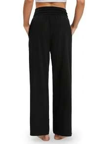 Wide Leg Yoga Pants For Women Casual Loose Cozy Sweatpants High Waisted Lounge Pajama Flowy Pants With Pockets Fall Clothing