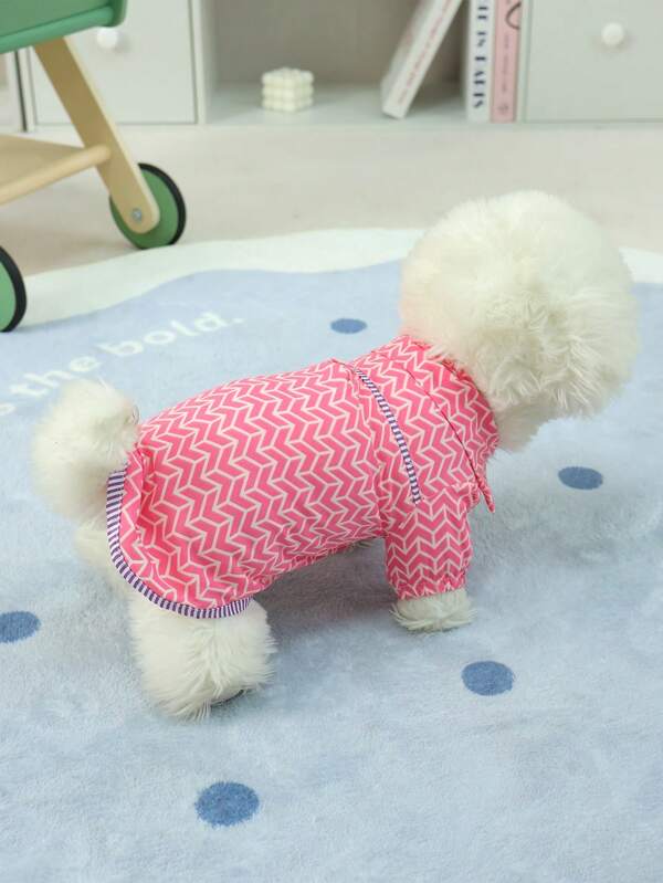 1pc Pet Dog Bright Geometric Pattern Short Sleeve Shirt, Cute & Stylish Outfit For Teddy/Poodle Dogs In Summer