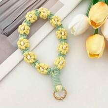 1 Stück Gänseblümchen Blume Armband Handtaschenhalter, handgefertigter Schlüsselanhänger Handyband