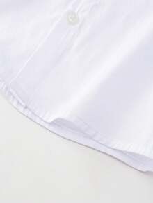 KIMOCAT 2 件男童绅士套装，长袖白衬衫和吊带裤 - 藏蓝色 - 查看 3