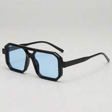 1 件女士复古方形框架眼镜，双桥，防眩光，海滩配饰