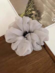 1pc French Mesh Big Scrunchie, High-End Hair Tie For Ponytail, Chiffon Extra Large Foam Hair Scrunchies, Suitable For Daily Styling, Dates, Gatherings, Photos, Spring/Summer Outfits Accessories Head Accessories