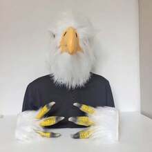 万圣节南瓜恐怖魔鬼面具、圣诞节小丑圣诞老人女巫面具、动物狼鹰手套袜子、猫蛇鲨鱼猪狗恐龙兔子马面具、派对角色扮演服装道具 - 彩色 - 查看 8