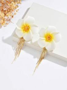 1 par de pendientes elegantes con flecos de flor de margarita de color degradado, diseño delicado y bonito, adecuado para uso diario, resort y fiesta de mujeres