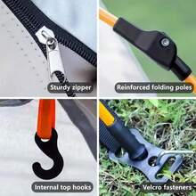 自动弹出式露营帐篷，防风防水防晒，适合公园露营、户外徒步探险、海滩家庭度假，便携式折叠设计，超大容量（适合 3-4 人） - 彩色 - 查看 7