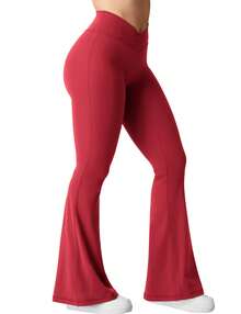 YEOREO Kalie Flare Scrunch Leggings For Women V Cross Waist Bell Bottom Yoga Pants Tummy Control Bootcut Workout Leggings Sweat Weatpants Women Pants For Women Yoga Pants For Women Flare Leggings Joggers For Women Black Pants Sweat Pants Flare Leggings Women Yoga Pants For Women - Rượu vang đỏ - Xem 4